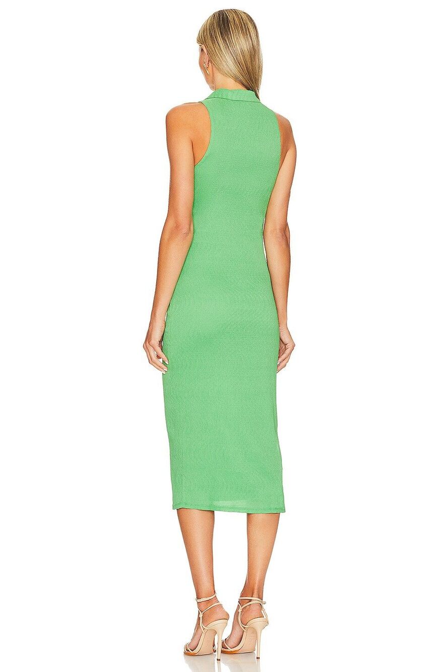 Camila Coelho Monica Crinkled Green Sleeveless Midi Shirt Dress Size Medium - Picture 2 of 12